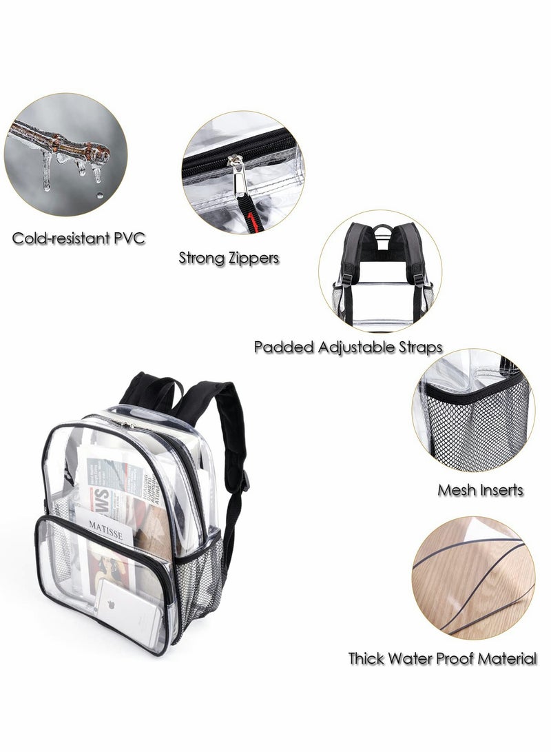 Clear Backpack, Clear Mini Backpack Stadium Approved, Waterproof Transparent Backpack for School Work Travel and Work  Sport Event - Image 5
